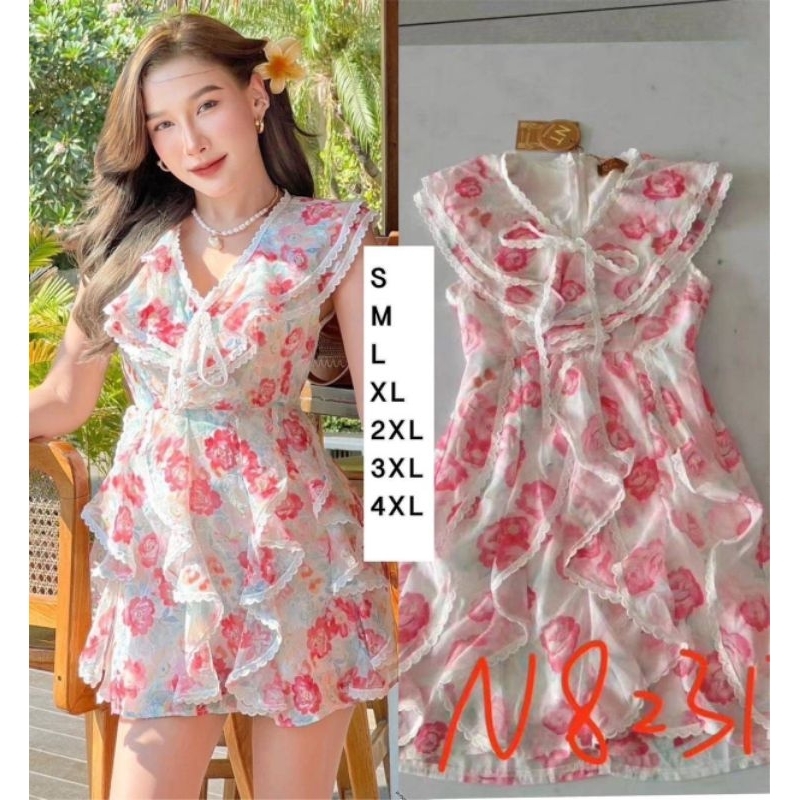 082 มี4xl[ปกติ]เดรสสั้นมินิผ้าชีฟอง