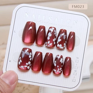 🔥พร้อมส่งไทย🔥FM เล็บปลอม สไตล์โมเดิรน สีลูกแก้วแคทอายใช้งานง่าย 10 ชิ้น/ไซส์ Mเซ็ตเล็บปลอม ฟรีกาวสิริโคนติดเล็บ เล็บปลอม