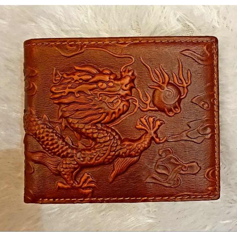 กระเป๋าสตางค์หนังแท้  ลายมังกร Dragon พร้อมส่ง ในไทย กระเป๋าสตางค์ใบสั้น ตรุษจีน