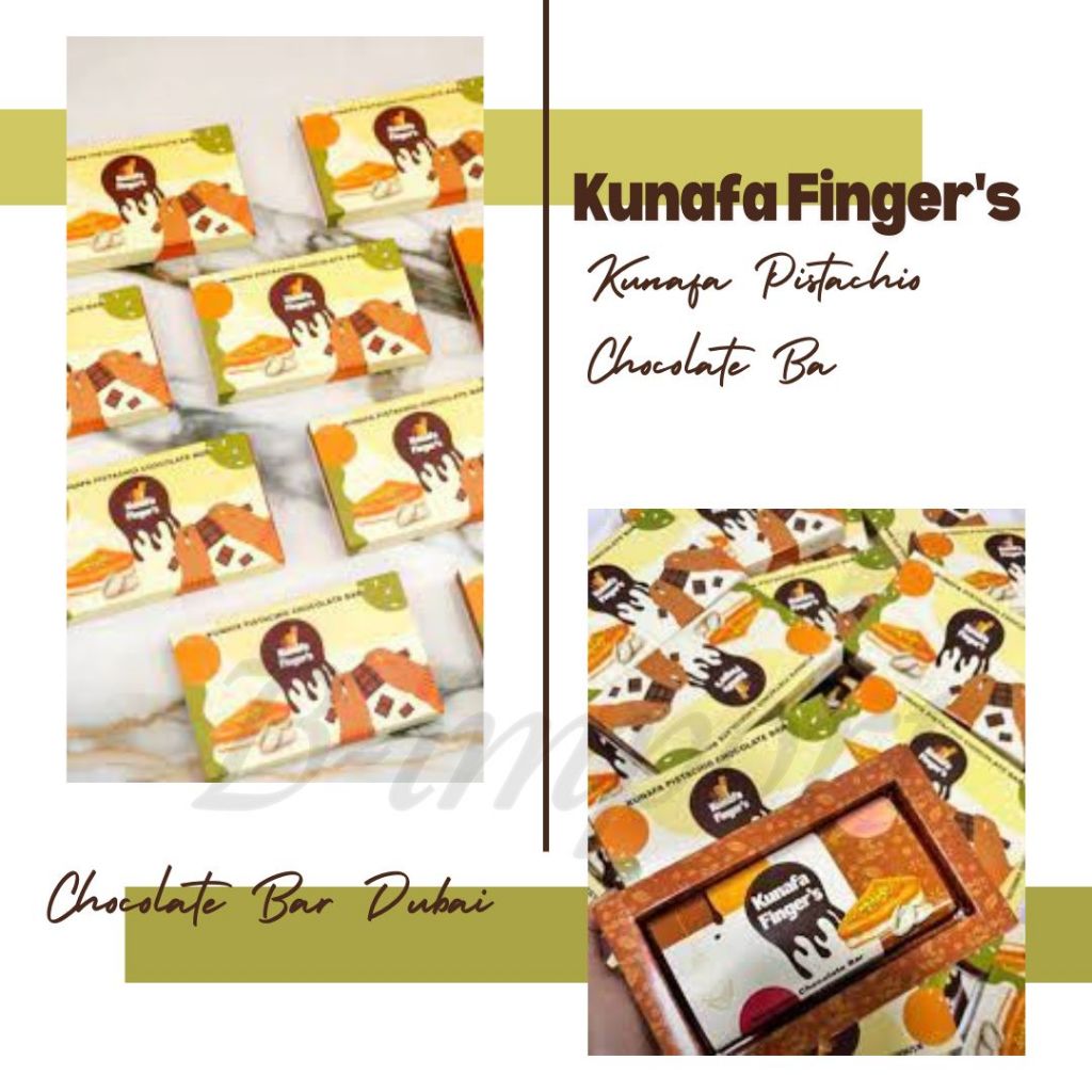 Chocolate Dubai Kunafa Pistachio Chocolate Bar from Kunafa Finger's 175 กรัม (รวมกล่อง)