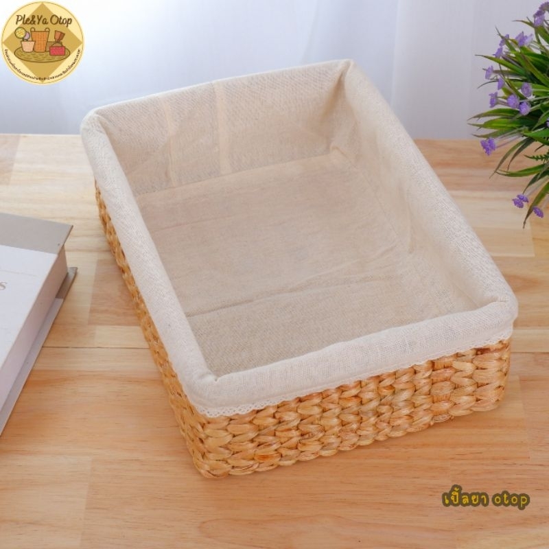 กล่องจัดระเบียบ กล่องผักตบชวา A4 บุผ้า มีให้เลือก 2ขนาดนะคะ