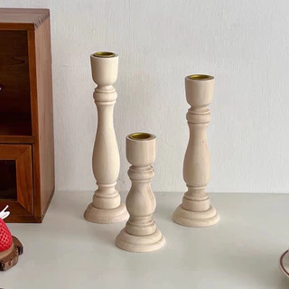 OurHome [พร้อมส่ง] เชิงเทียนไม้ Wooden candlestick holder เชิงเทียนอาหารค่ำใต้แสงเทียนการถ่ายภาพอุปกรณ์ประกอบฉากตกแต่ง