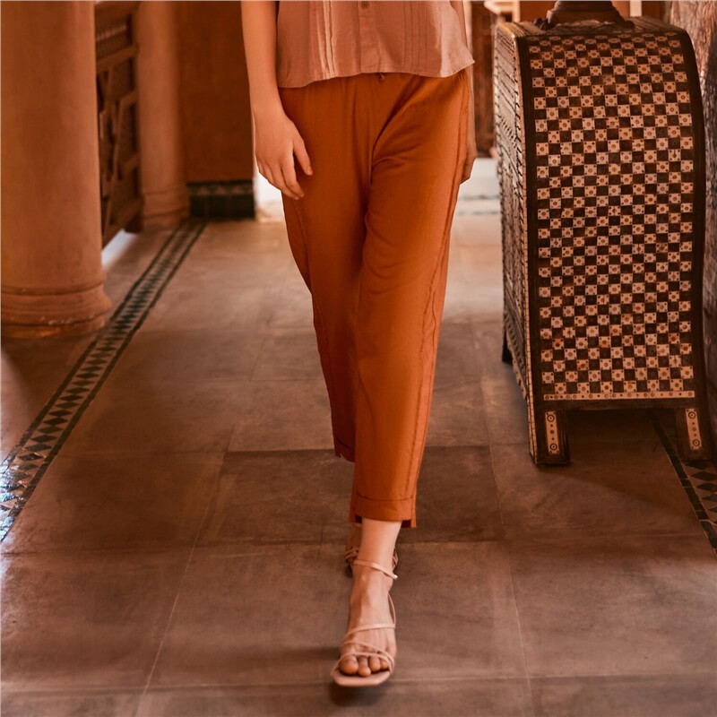 GIORDANO กางเกงขายาว ผู้หญิง Women's High Waist Linen Pants 05424013