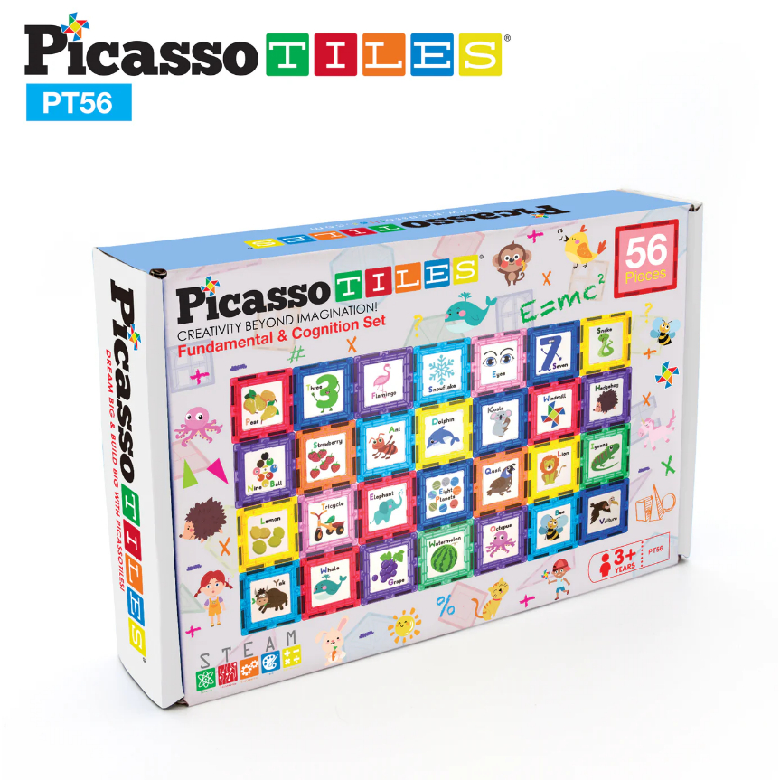 PicassoTiles Magnetic Tiles Card Insert Set - 56 Pc