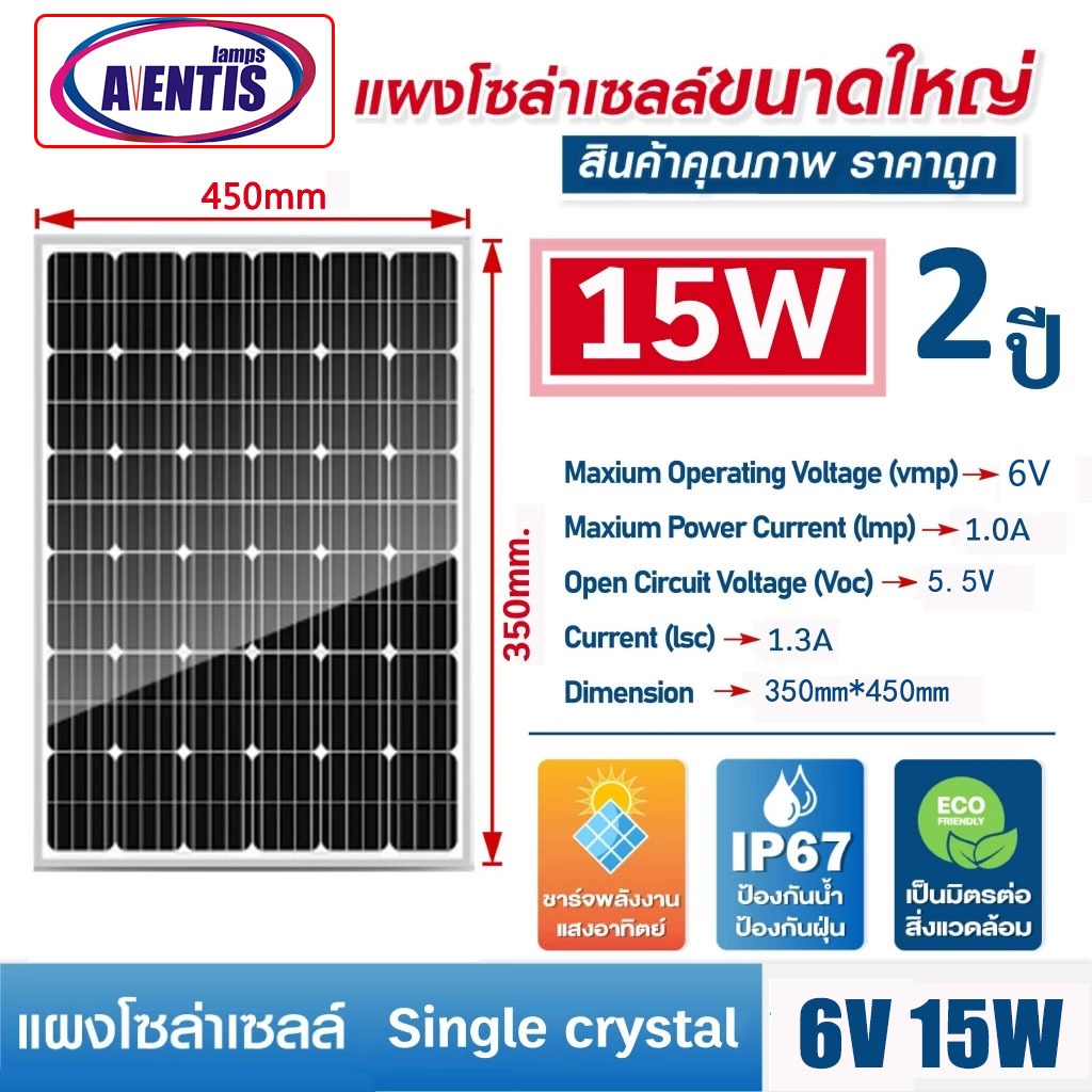 [0 ค่าไฟ] แผงโซล่าเซล 💥 แผงโซล่าเซลล์ 💥 แผ่นโซล่าเซลล์ Solar Panel แผงโซล่า 6V 5W 6W 8V 10W 15W 20W