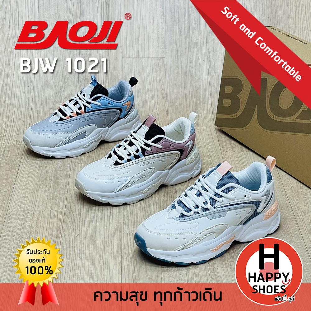 [ บาโอจิแท้100% ไซส์ 37-41 ฟรี…ถุงเท้า 1 คู่] BAOJI รองเท้าผ้าใบหญิง รองเท้ากีฬาหญิง รองเท้าวิ่งหญิง รุ่น BJW1021