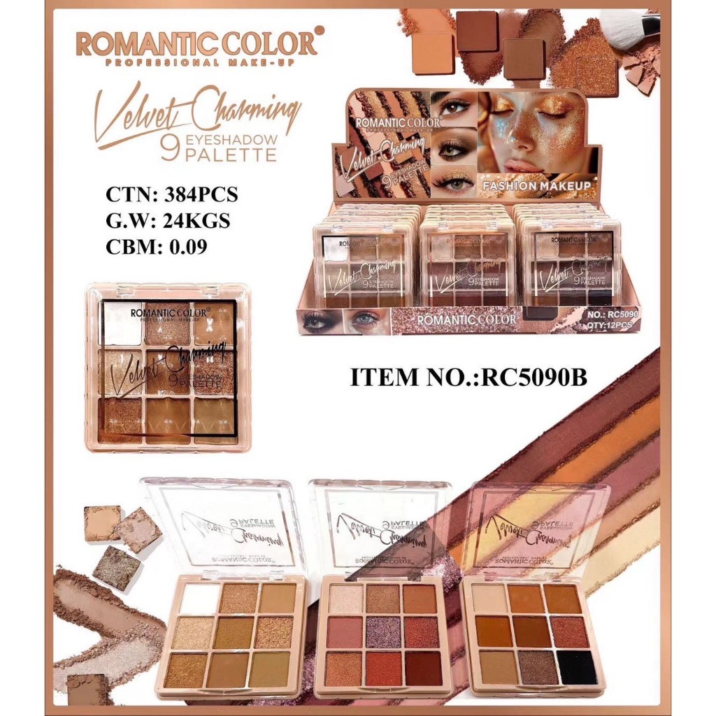 RC5090B  ROMANTIC COLOR อายแชโดว์ พาเลทตา เนื้อดินน้ำมัน เนื้อใยไหม ประกายชิมเมอร์ สีสวย ติดทนtpee_s