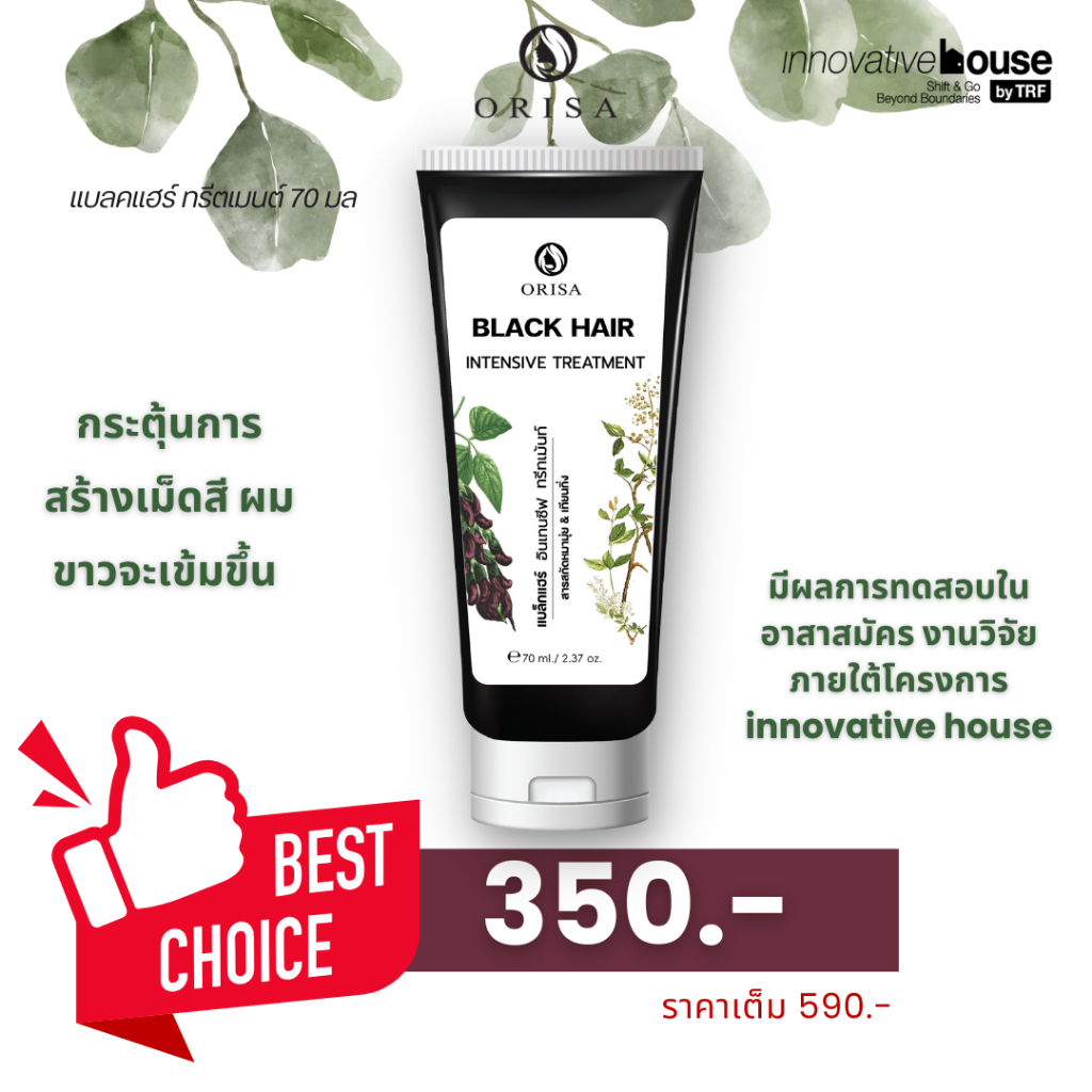แบล็คแฮร์ทรีทเม้นท์ หมักเคลือบหงอก สีเข้มขึ้นตั้งแต่ครั้งแรก ทรีทเม้นท์เปลี่ยนสีผม ธรรมชาติไม่มีสารเคมี