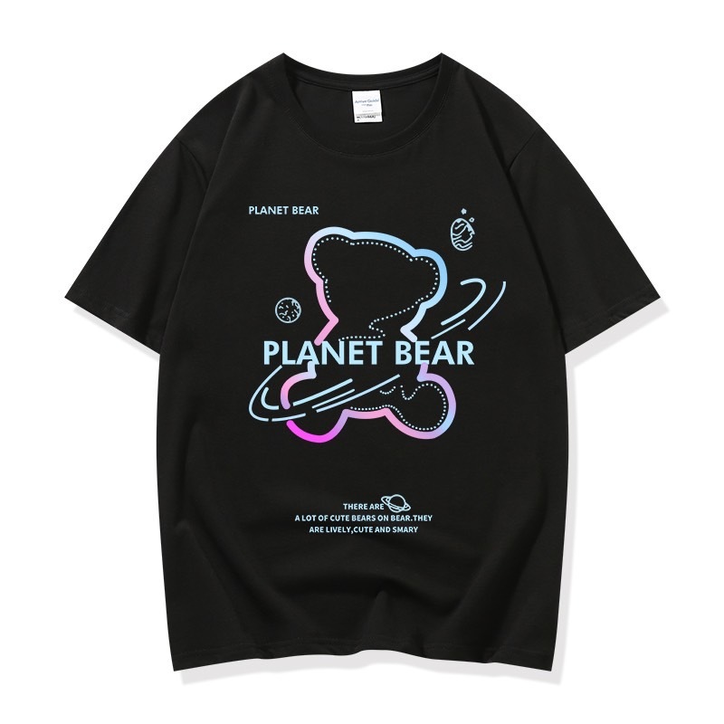 Cynthai 🌹 🌹เสื้อยืด คอกลม แขนสั้น ผ้านิ่ม ลายPLANET BEAR เสื้อยืดแฟชั่น สไตล์เกาหลี 🌹 #9606