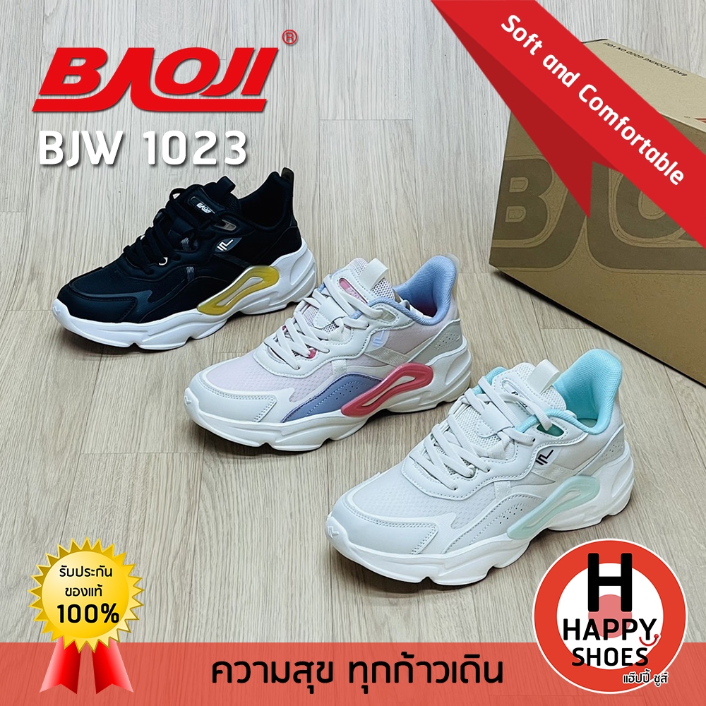 [ บาโอจิแท้100% ไซส์ 37-41 ฟรี...ถุงเท้า 1 คู่] BAOJI รองเท้าผ้าใบหญิง รองเท้ากีฬาหญิง รองเท้าวิ่งหญิง รุ่น BJW1023
