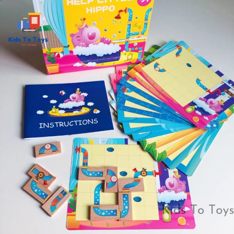 บอร์ดเกมเด็ก ช่วยน้องฮิปโป Help Little Hippo สวมบทช่างประปาต่อท่อน้ำให้น้องฮิปโปอาบกันค่ะ โค้ดดิ้งเกม Coding Games
