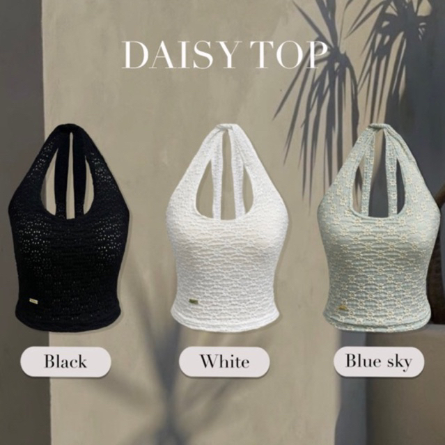 DASY TOP 🌼✨เสื้อคล้องคอผ้าลูกไม้ มีซับในผ้าไม่บาง สวมใส่ได้หลายลุค - รูปที่ 4