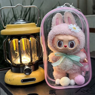 ถุงเก็บของ Labu V1 V2 19CM ถุงใส่ลาบูบู้ จี้ห้อยกระเป๋า ฟรีปอมปอม+พวงกุญแจ สีโปร่งใส กันฝุ่น กันเลอะ（ไม่รวมตุ๊กตา）