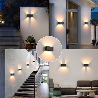 【COD】7W 12W LED โคมไฟติดผนัง กันน้ำกลางแจ้ง โคมไฟตกแต่ง บ้านโคมไฟติดผนังอลูมิเนียมพื้นผิวติด