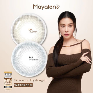 รุ่นเก้า เลนส์ซิลิโคนไฮโดรเจล ⭐️ คอนแทคเลนส์ Mellow Brown / Gray (Mayalens) ขนาดกลาง 💙 ค่าอมน้ำสูง