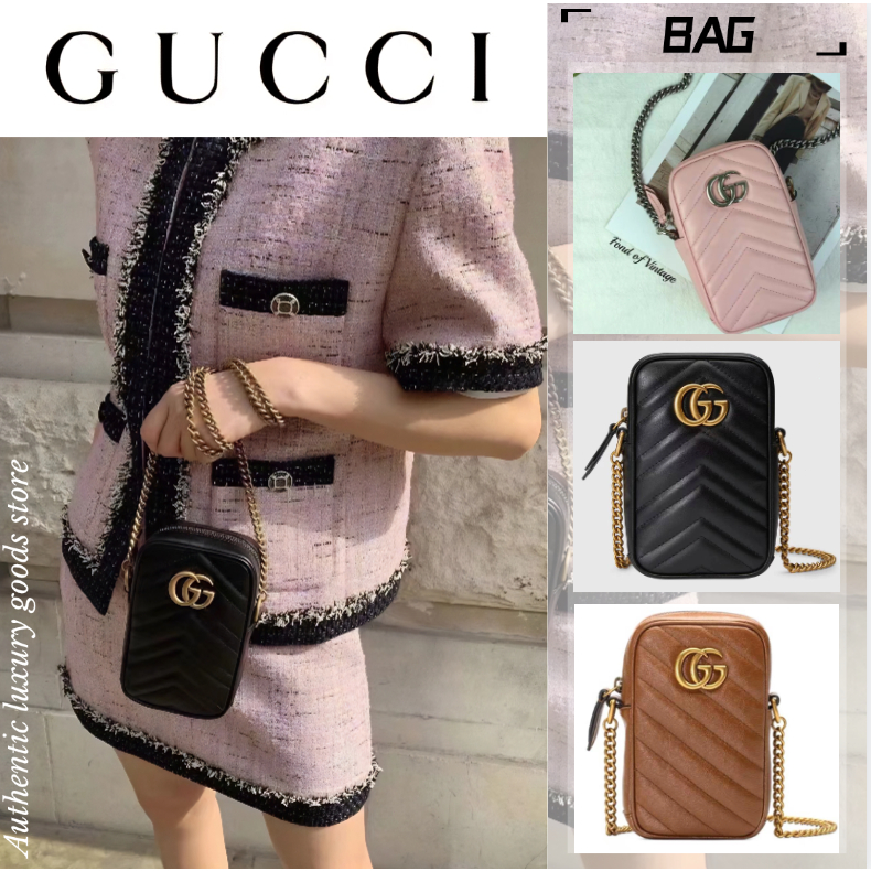 Gucci GG Marmont series กระเป๋าถือขนาดเล็ก / กระเป๋าโทรศัพท์มือถือ / กระเป๋าเหรียญ