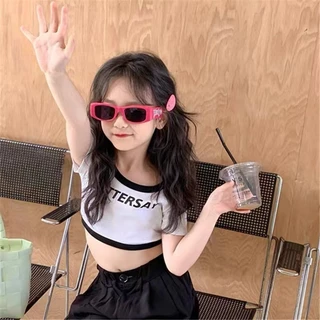 ส่งเร็ว🌼แว่นตากันแดดเด็กกรอบขนาดเล็กตัวอักษรแฟชั่นสไตล์ฮิปฮอปป้องกันรังสียูวีเบาพิเศษแว่นกันแดด-Ranliyy