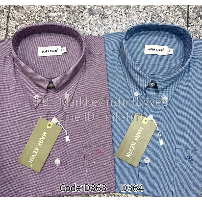 ลายตารางถี่ ทอลาย โทนสีแดง, สีเทาฟ้า ทั้งแขนสั้นและแขนยาวค่ะ