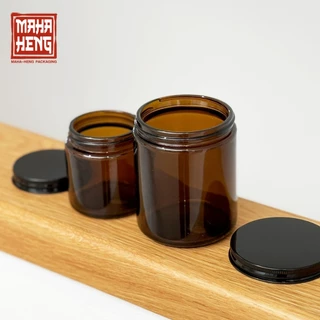 แก้วเทียนหอม โหลเทียนหอม กระปุกใส่น้ำพริก โหลแก้วสีชา 100/250ml พร้อมจัดส่ง มหาเฮง บรรจุภัณฑ์