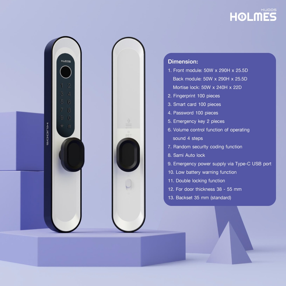 [พร้อมส่ง] KUDOS Holmes Digital Door Lock (Panda White-Black) ดิจิตอลล็อค กลอนประตูดิจิตอล รับประกัน 2 ปี