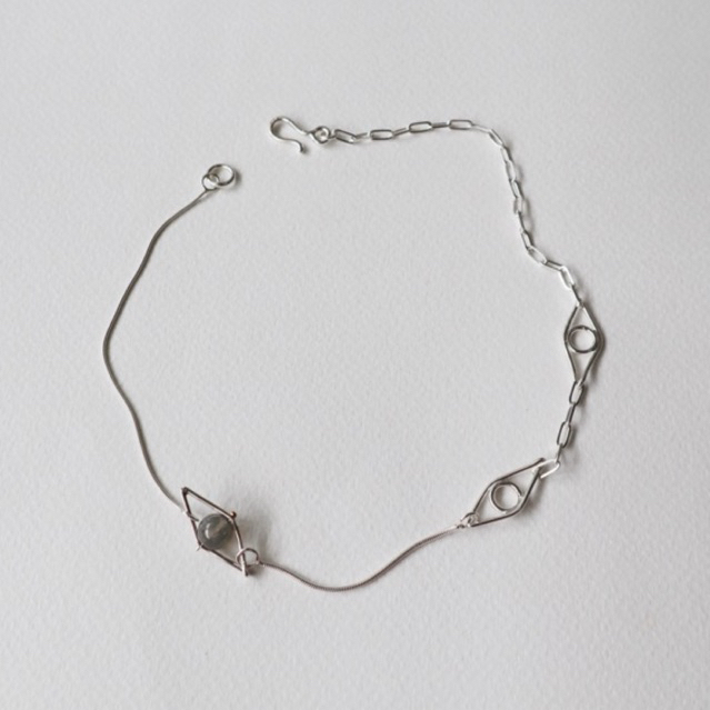 Middle M Jewelry สร้อยคอ Illusional Eye และ Labradorite เงินแท้