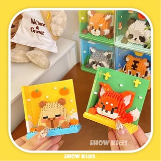 บล็อกนาโน Panda Tiger Raccoon Zoo Building Blocks PUZZLE ของเล่นเพื่อการศึกษาสําหรับเด็กชายและเด็กหญิง
