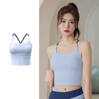 mvp sport เสื้อกล้ามกีฬาผู้หญิง สปอร์ตบรา สปอร์ตบราแบบไขว้สายเดี่ยว บุโฟมแบบเย็บติด