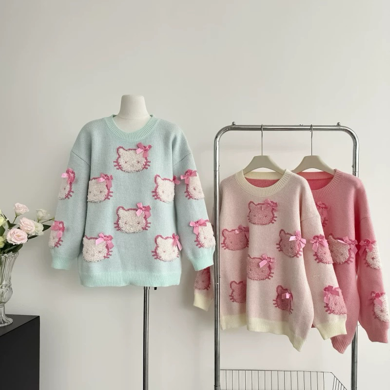 Chinshirt สเวตเตอร์น้องคิตตี้โทนสีพาสเทล สไตล์น่ารัก สเวตเตอร์น่ารักกันหนาว