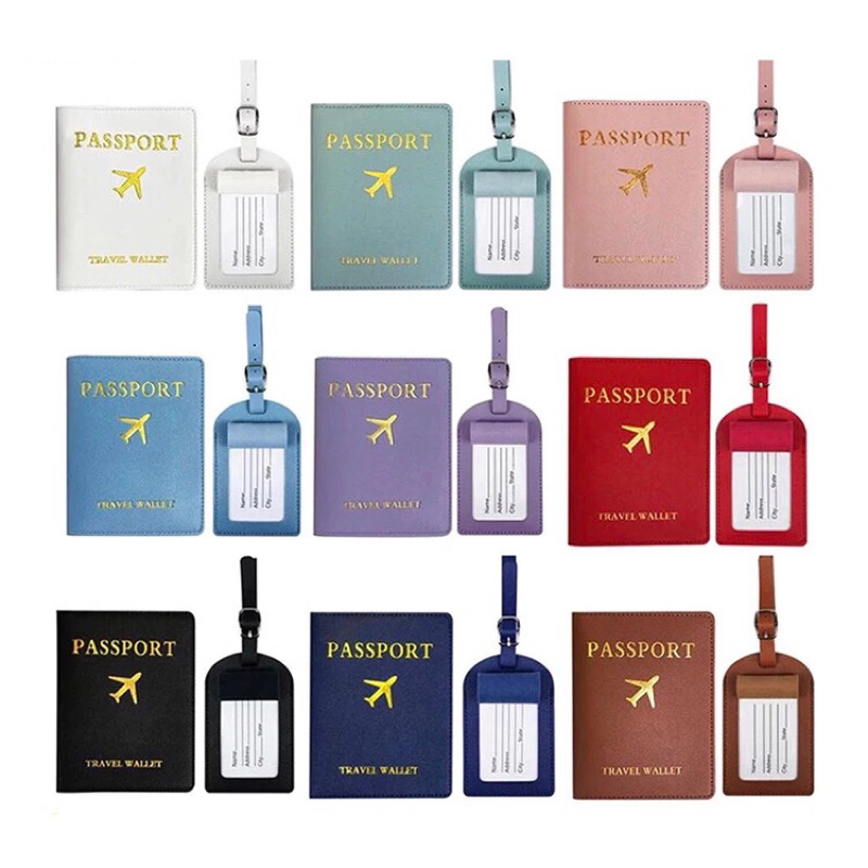 ขายดี Travel Sets ชุดเซ็ต 2 ชิ้น ปกใส่พาสปอร์ต พร้อมแท็กห้อยกระเป๋าเดินทาง