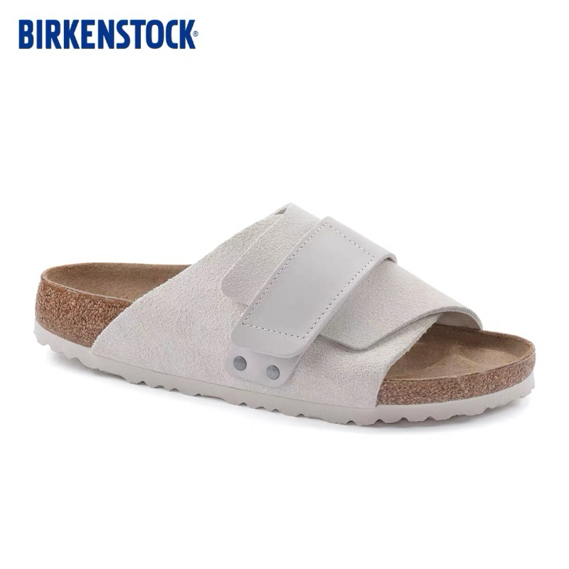 Birkenstock-Kyoto Suede Leather Antique White