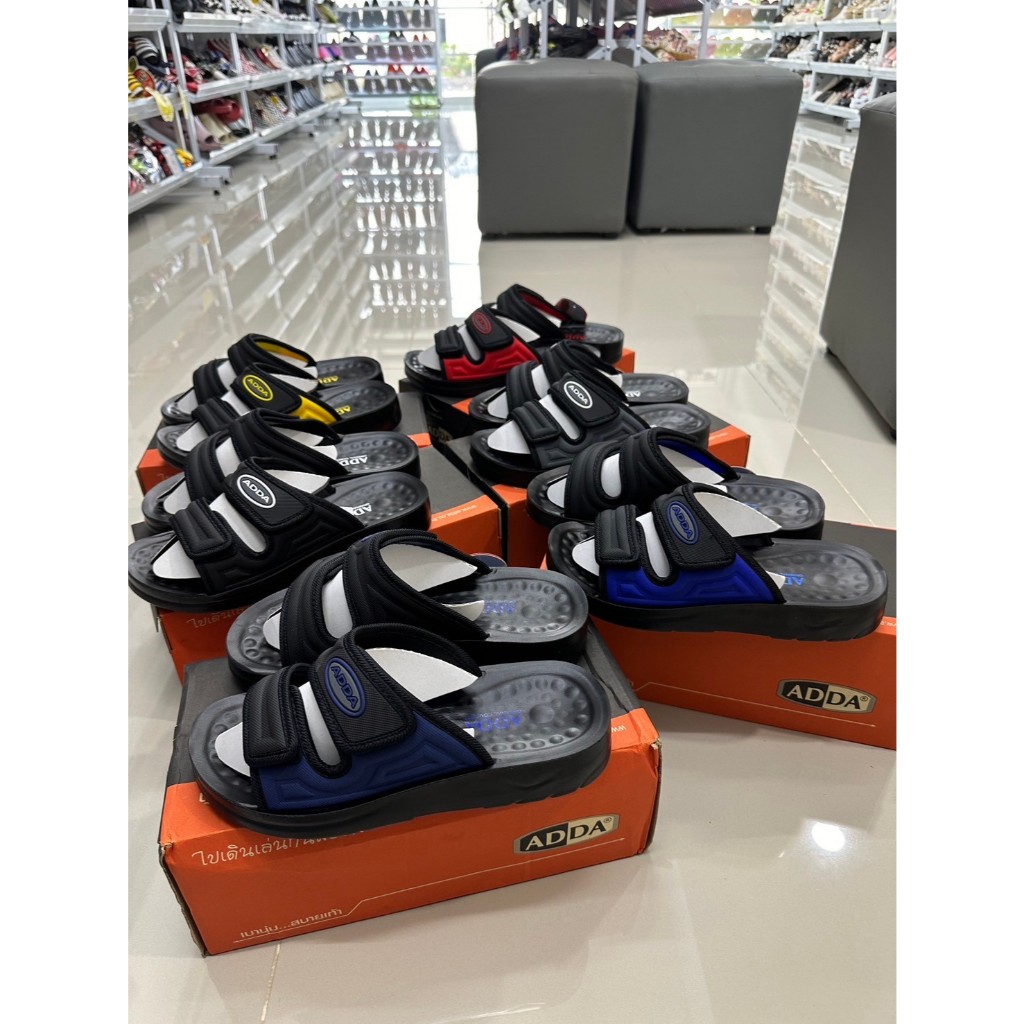 L รองเท้าแตะแบบสวมแอดด้า ADDA รุ่น 7MA03 ไซส์ 39-43 ลดจากราคาป้าย 385 สี เหลือง แดง น้ำเงิน ดำ กรม เทา