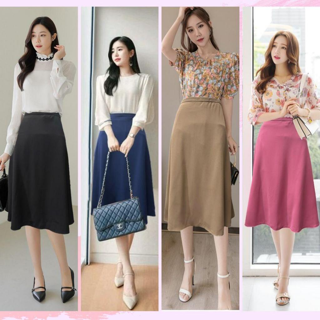 *พร้อมส่ง* J70 กระโปรงผ้าลิลลี่ ทรงย้วย ทรงพริ้ว  ยาว 25 นิ้ว ไซส์ S - 5XL เนื้อผ้าเด้ง ยับยาก ระบายอากาศได้ดี