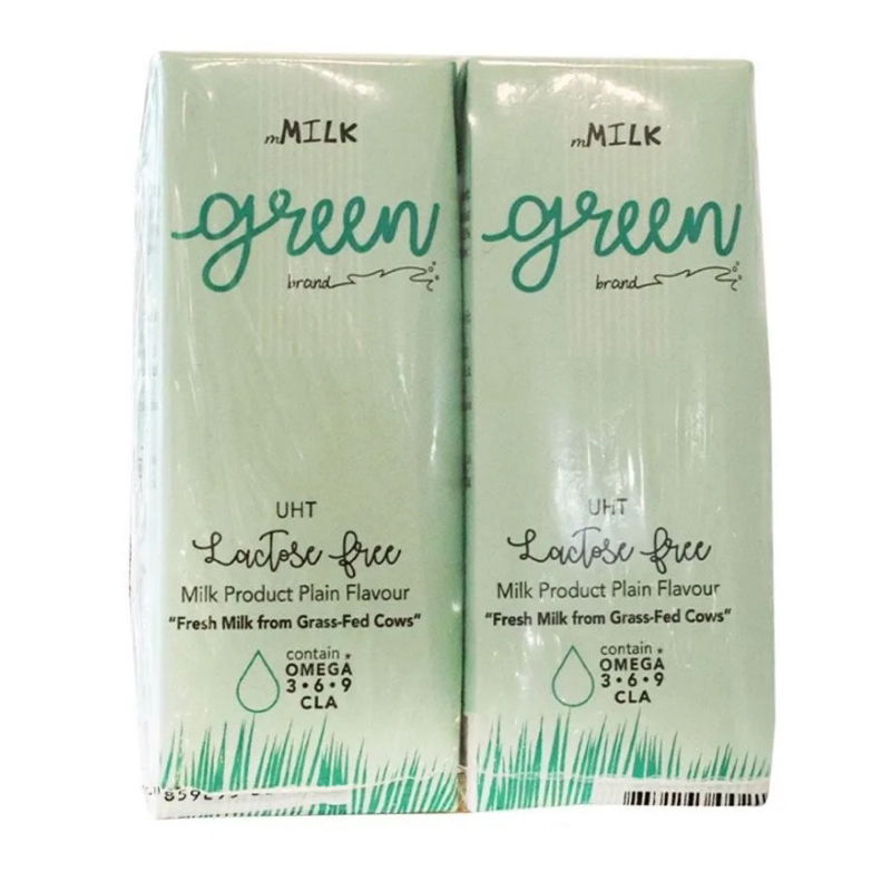 (แพ็ค 2 กล่อง) Mmilk Green UHT Milk Lactose Free Plain Flavor 180 ml.