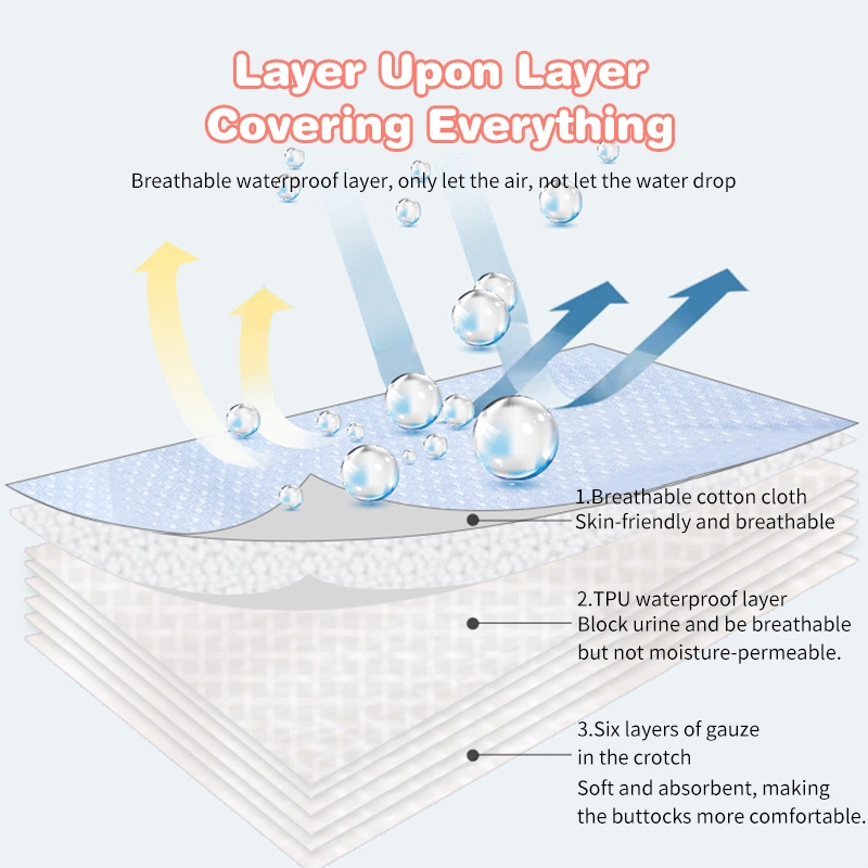 กางเกงเลิกเพิส กางเกงผ้าอ้อมเด็ก กางเกงซับฉี่เด็ก นุ่ม ผ้าฝ้าย - รูปที่ 6