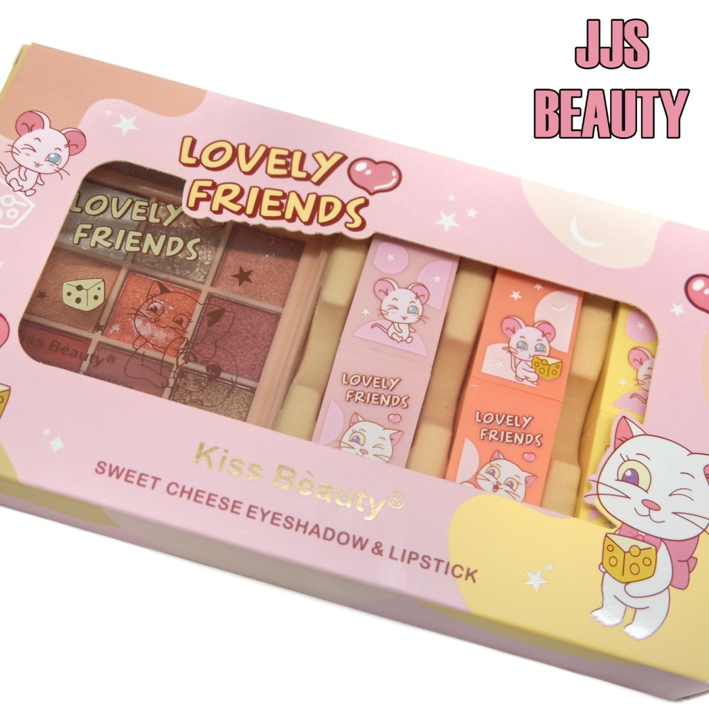 Kiss Beauty 4IN1 Lovely Friends Makeup Set เซตแต่งหน้า อายแชโดว์และลิปสติก เพิ่มสีสันให้ใบหน้า
