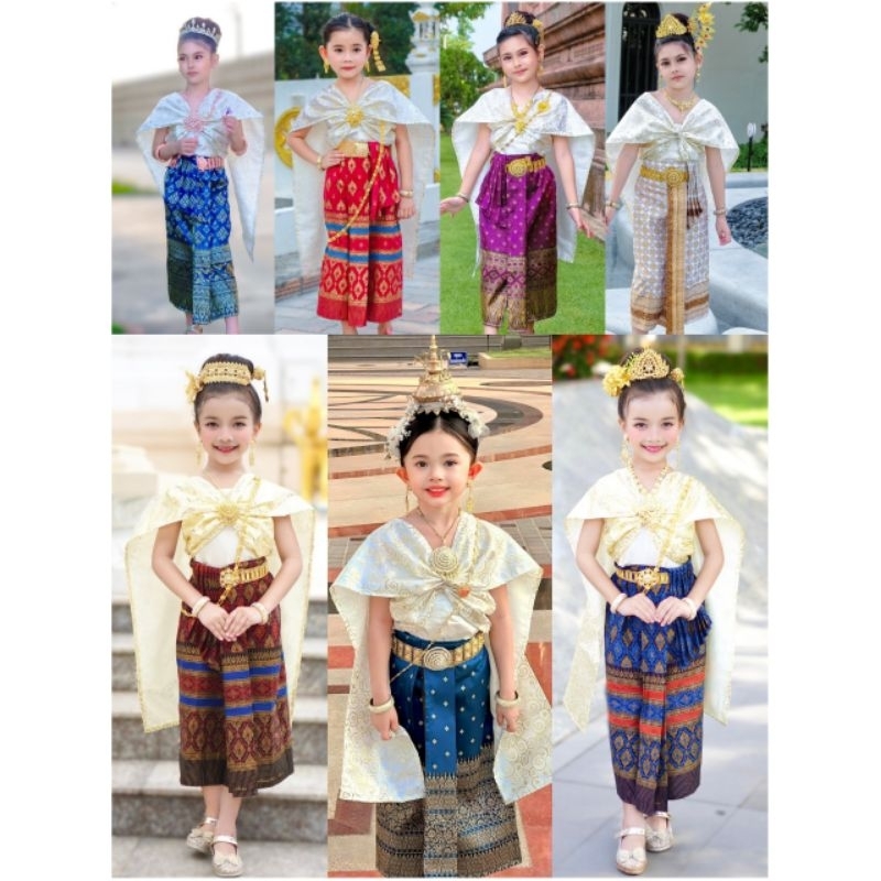 ชุดไทยสไบหน้านางนางนพมาศ ชุดไทยวันลอยกระทง ชุดไทยนางนพมาศเด็ก ชุดสไบหน้านางเด็ก ชุดไทยผ้าถุงหน้านางเด็ก