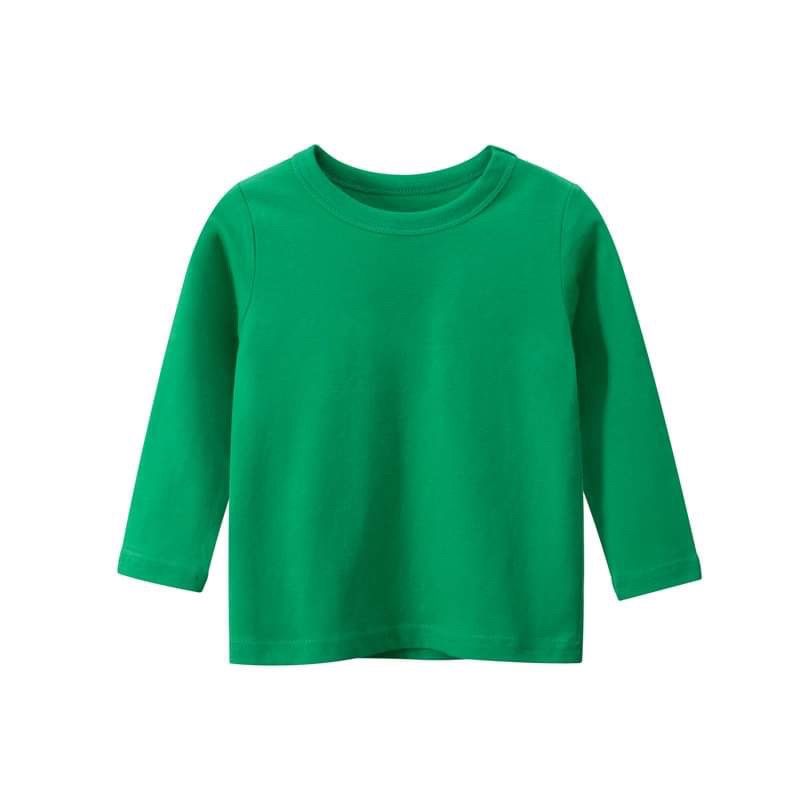 เสื้อยืดแขนยาวสีพื้นสำหรับเด็ก ผ้าคัตตอนอย่างดี 10
