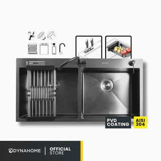DYNAHOME รุ่น WD-10050-TD-BK อ่างล้างจานสแตนเลสดีดำ ซิงค์ดีไซน์ใหม่ หลุมลึก พร้อมอุปกรณ์ครบชุด