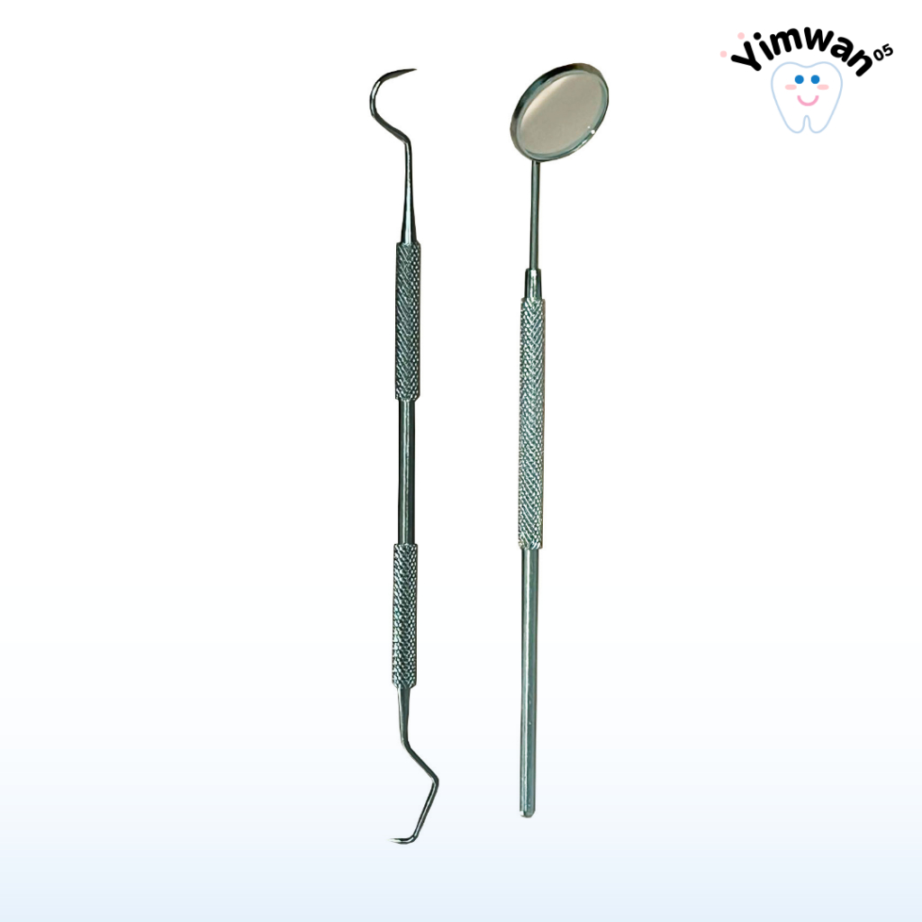 ไม้แคะฟันด้ามสแตนเลส + กระจกส่องฟัน (16cm) ขายเป็นคู่ ขนาดความยาว 16cm