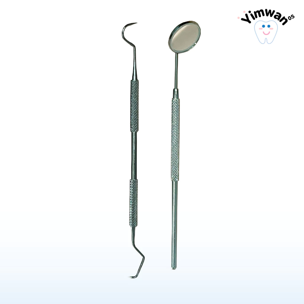 ไม้แคะฟันด้ามสแตนเลส + กระจกส่องฟัน (16cm) ขายเป็นคู่ ขนาดความยาว 16cm
