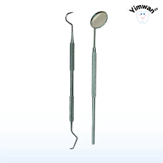 ไม้แคะฟันด้ามสแตนเลส + กระจกส่องฟัน (16cm) ขายเป็นคู่ ขนาดความยาว 16cm
