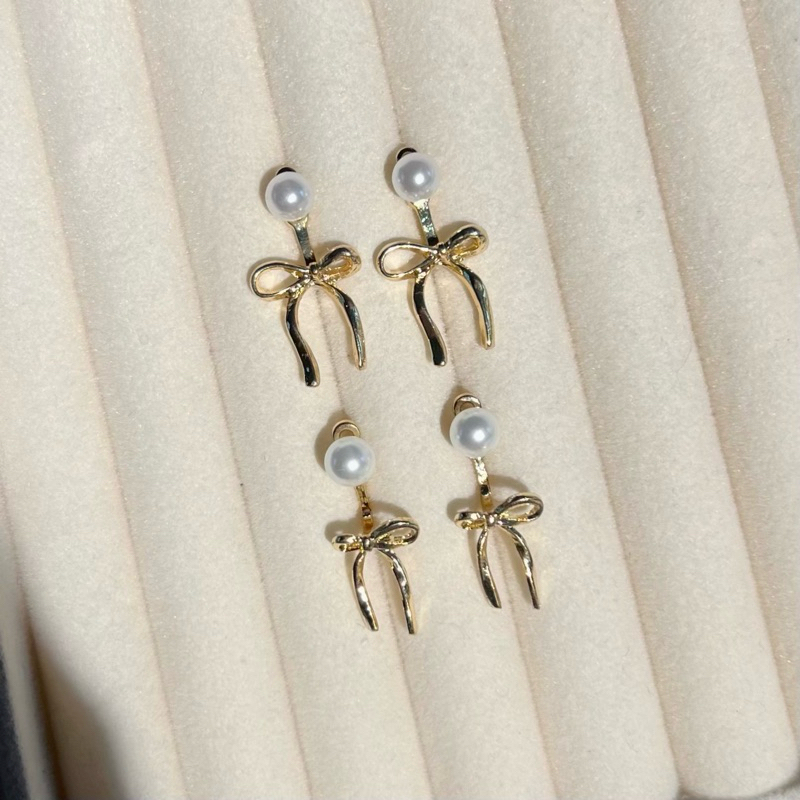 Ribbon earrings ต่างหูมุกจี้โบว์