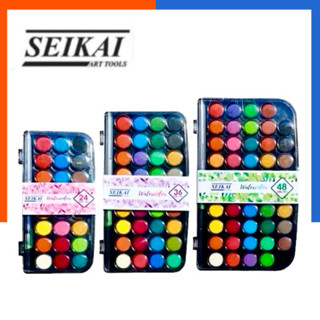 สีน้ำตลับ 24/36/48 สี แถมพู่กันแทงค์ เซไก คุณภาพสูง SEIKAI W…