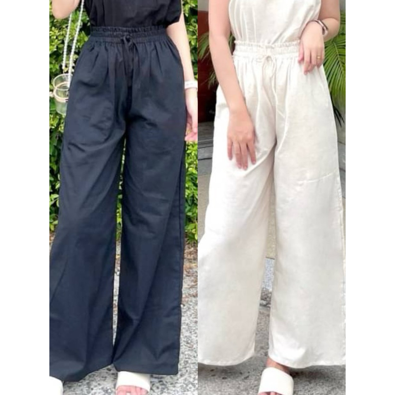 Minddstyle กางเกงขายาวผ้าฝ้าย เอวสูง มีกระเป๋า ใส่แล้วดูสูง