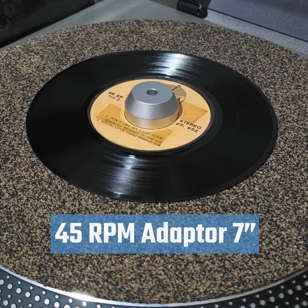 อะแดปเตอร์ 45 RPM สําหรับแผ่นเสียงขนาด 7 นิ้ว มีสีเงินและสีดำ