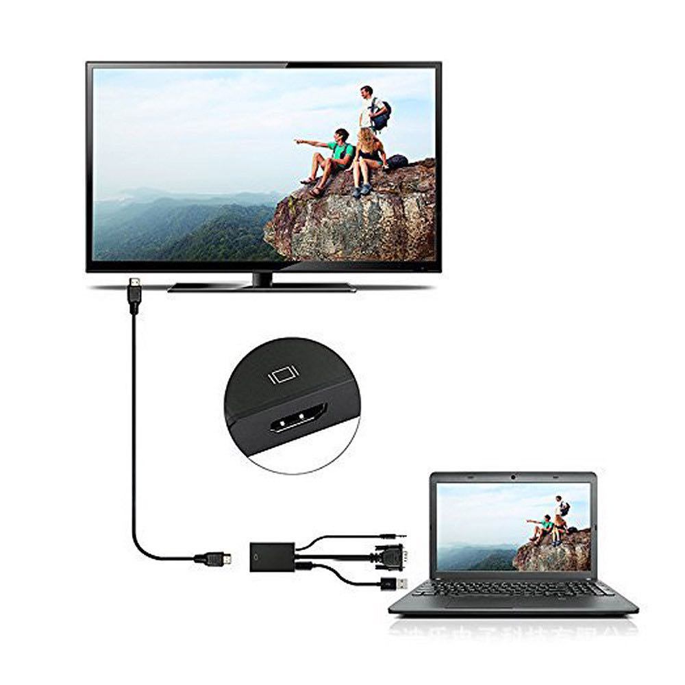 1080P VGA to HDMI Video Converter Adapter with Mini USB Power Cable 3.5mm Audio Cable vga2hdmi for HDTV DVD PC