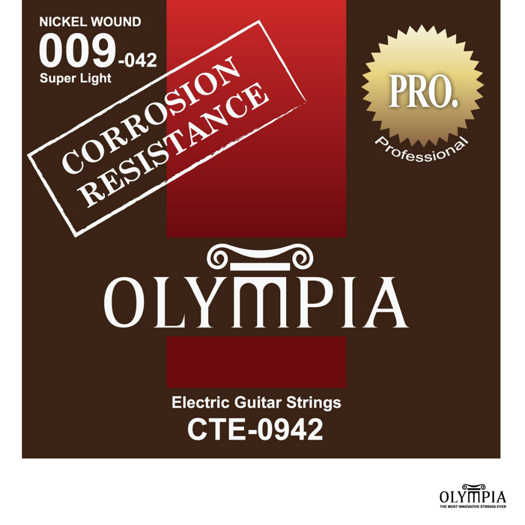 สายกีต้าร์ไฟฟ้าชุด OLYMPIA CTE-0942,CTE-1052 ของแท้ 100 % เคลือบกันสนิม ชุดเบอร์ 09-42 และเบอร์ 10-52 ในราคาที่ถูกที่สุด
