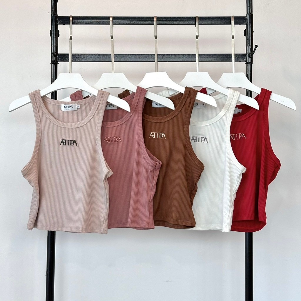 Atipashop - RHODES TANK TOP เสื้อกล้าม แขนกุด ผ้าร่อง ปักโลโก้