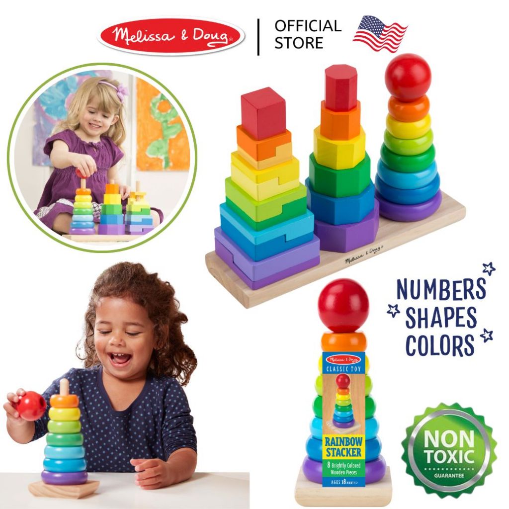 (ของแท้ USA) ของเล่นมอนเตสเซอรี่ หอคอยสีรุ้ง Rainbow Stacker Melissa & Doug Montessori บล๊อคต่อ 567