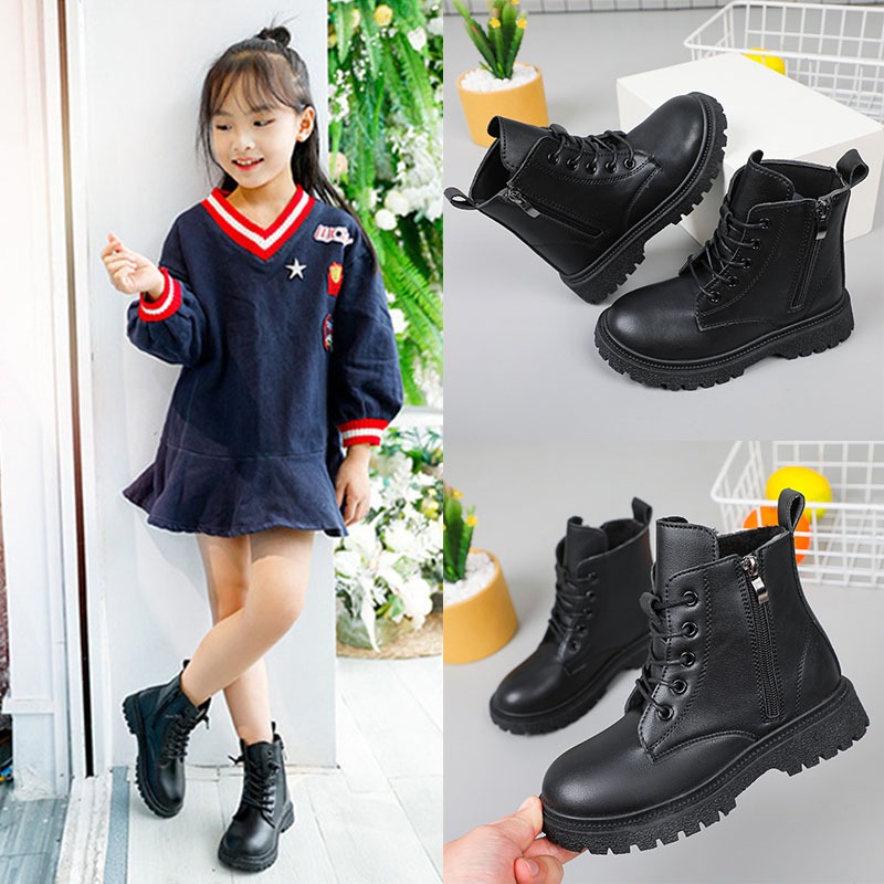 รองเท้าบูทเด็ก รองเท้าบูตสั้นอังกฤษสำหรับเด็ก รองเท้าบู๊ทส์มาร์ตินผ้าหนังกันน้ํากันลื่นสําหรับเด็ก